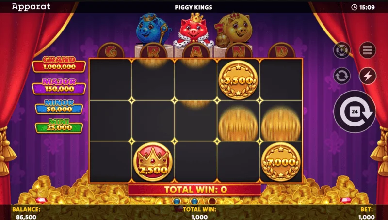 Piggy Kings - pantalla de Buy Feature y selección de compra